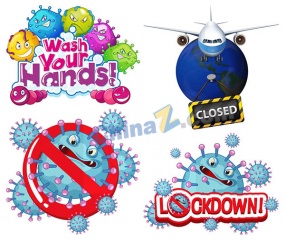 卡通新冠病毒细胞矢量插画